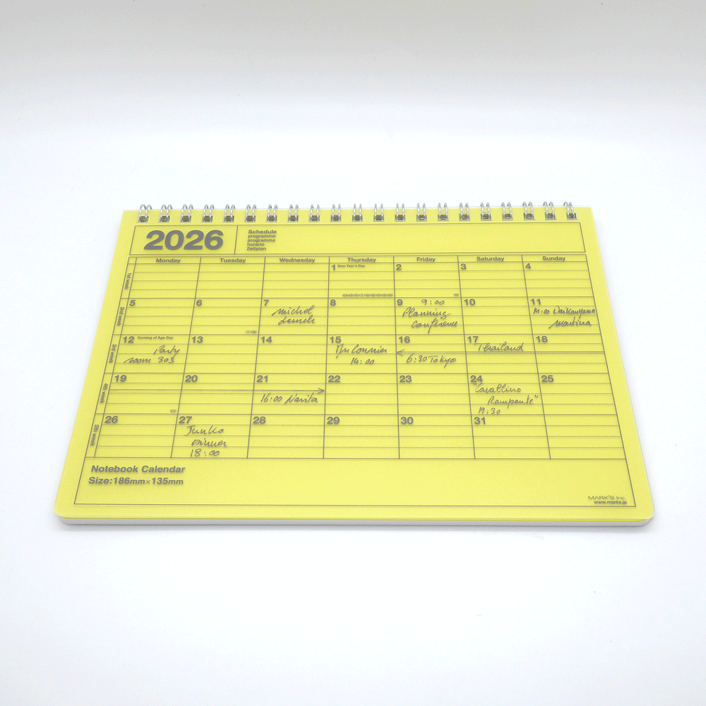 Mark's Inc 2026 Small Notebook Calendar - Yellow