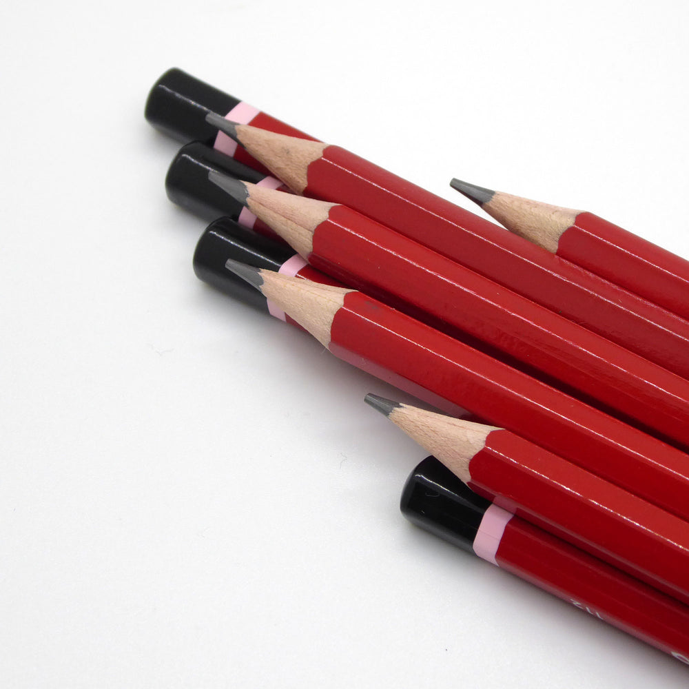 Group of red HB pencils