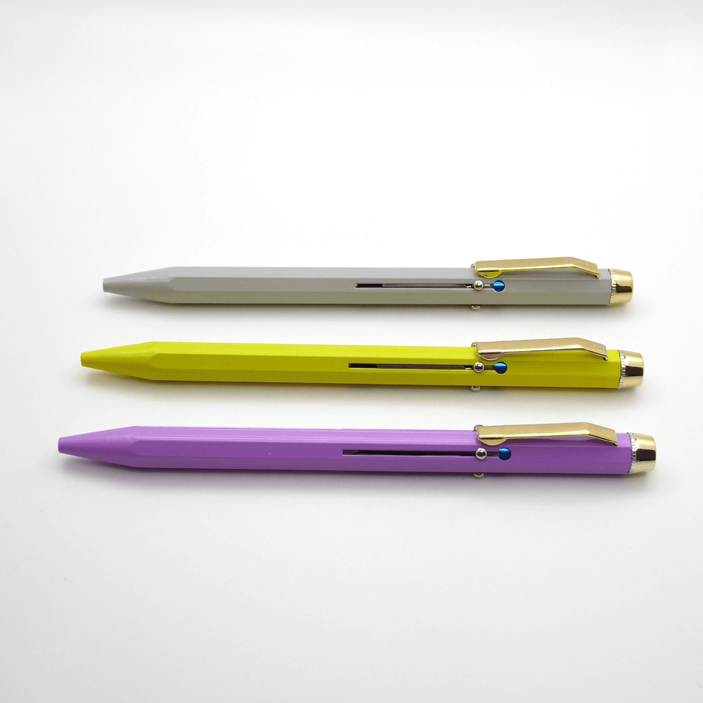 Basic Utility 4-Colour Ballpoint Pen, Group of 3 pens, Grey, Yellow, Lilac