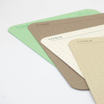 Close up of Dotted Memo Cards; Green, Brown, Beige, White