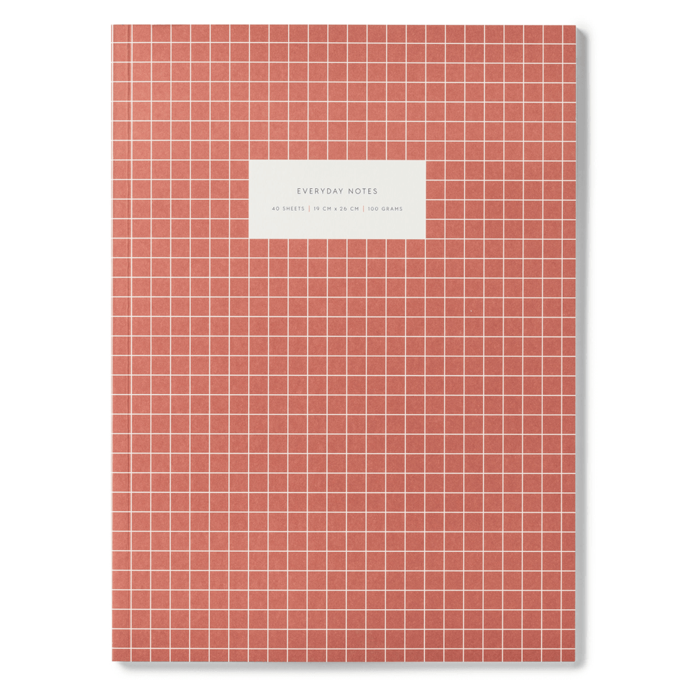 Kartotek Copenhagen Check Notebook - Brick Red - Leaves Stationery Store