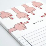 Long Notepad with 6 pointing illustrated hands with red nails