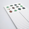 Long Notepad with a variety of illustrated trees and pine cones at the top