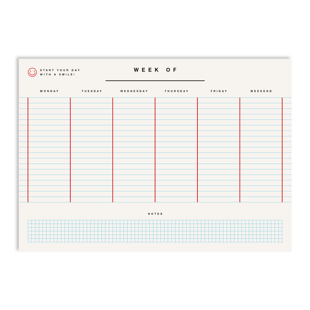 Red Fries Weekly Planner - White