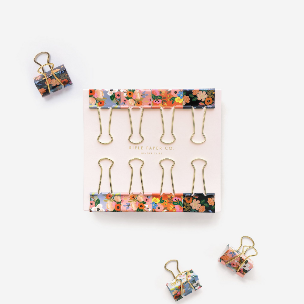 Rifle Paper Co. Binder Clips - Lively Floral - Leaves Stationery Store