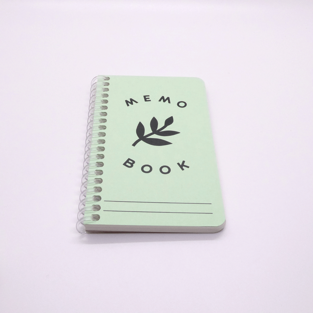 Pale  green ring bound notebook with fern leaf motif. Worthwhile Paper Memo Book - Fern - Leaves Stationery Store