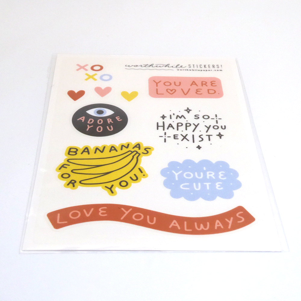 Worthwhile Paper Vinyl Stickers - You Are Loved - Leaves Stationery Store